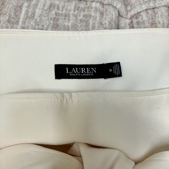 Lauren Ralph Lauren Black Label Plus Sz 18 Georgette Wide Leg Crop Pants Ivory - Picture 6 of 8